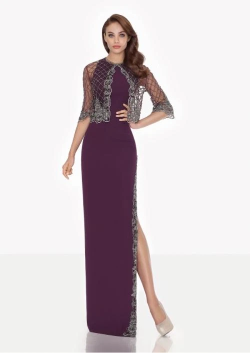 Formal Gowns Tarik Ediz - Lace Jewel Neck Dress With Jacket 92663 3 Formal Gowns Tarik Ediz - Lace Jewel Neck Dress With Jacket 92663