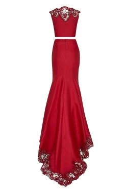 Tarik Ediz - Lace Two-Piece Long Train Mermaid Dress 50049 Formal Gowns