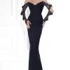 Formal Gowns Tarik Ediz - Lace V-Neck Gown 92571 2 Formal Gowns Tarik Ediz - Lace V-Neck Gown 92571