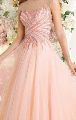 Tarik Ediz - MTE92323 Illusion Ornate Feathered Tulle Gown Formal Gowns