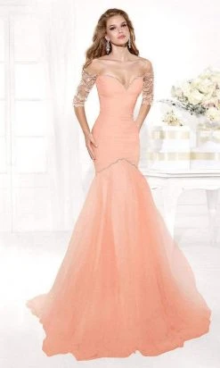 Tarik Ediz - Mte92372 Bejeweled Illusion Sleeve Fitted Trumpet Gown