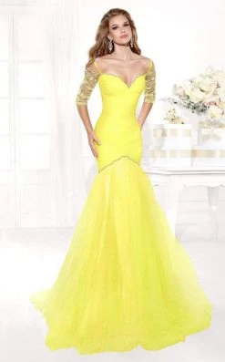 Tarik Ediz - Mte92372 Bejeweled Illusion Sleeve Fitted Trumpet Gown