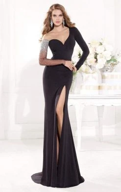 Formal Gowns Tarik Ediz - Mte92373 Illusion Asymmetrical Long Sleeve Gown 9 Formal Gowns Tarik Ediz - Mte92373 Illusion Asymmetrical Long Sleeve Gown