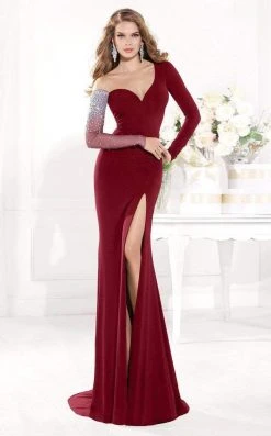 Formal Gowns Tarik Ediz - Mte92373 Illusion Asymmetrical Long Sleeve Gown 13 Formal Gowns Tarik Ediz - Mte92373 Illusion Asymmetrical Long Sleeve Gown