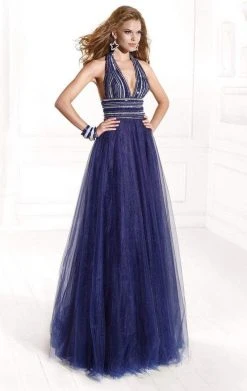 Formal Gowns Tarik Ediz - Mte92393 Crystal-Ornate Plunging Halter Gown