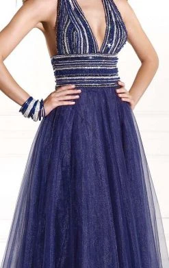 Formal Gowns Tarik Ediz - Mte92393 Crystal-Ornate Plunging Halter Gown