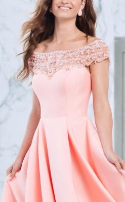 Tarik Ediz Off The Shoulder A-line Dress 50063 - 1 Pc Peach Nectar In Size 2 Available Formal Gowns