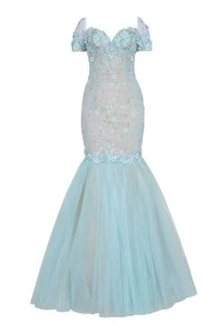 Formal Gowns Tarik Ediz - Sexy Back Floral Accent Mermaid Gown 92347