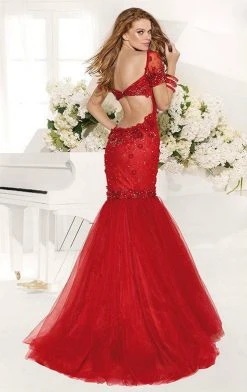 Formal Gowns Tarik Ediz - Sexy Back Floral Accent Mermaid Gown 92347
