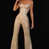 Formal Gowns Tarik Ediz - Sweetheart Sequin Evening Jumpsuit 51163 - 1 Pc Pink In Size 6 Available