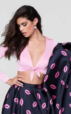 Tarik Ediz - Two-Piece Print V-Neck Dress 50111 Formal Gowns