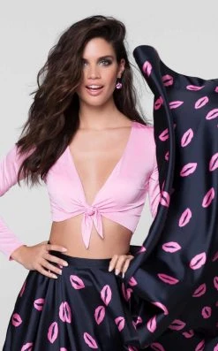 Tarik Ediz - Two-Piece Print V-Neck Dress 50111 Formal Gowns