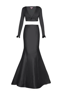 Formal Gowns Tarik Ediz - Two Piece V-Neck Mermaid Dress 50031 18 Formal Gowns Tarik Ediz - Two Piece V-Neck Mermaid Dress 50031