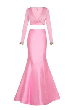 Formal Gowns Tarik Ediz - Two Piece V-Neck Mermaid Dress 50031 21 Formal Gowns Tarik Ediz - Two Piece V-Neck Mermaid Dress 50031
