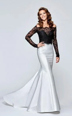 Tarik Ediz - Two-Toned Off-Shoulder Long Gown 93116