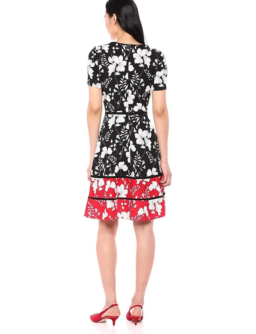 Taylor - 1204M Short Sleeves Floral Print Stretch Crepe Dress Cocktail Dresses 4 Taylor - 1204M Short Sleeves Floral Print Stretch Crepe Dress Cocktail Dresses