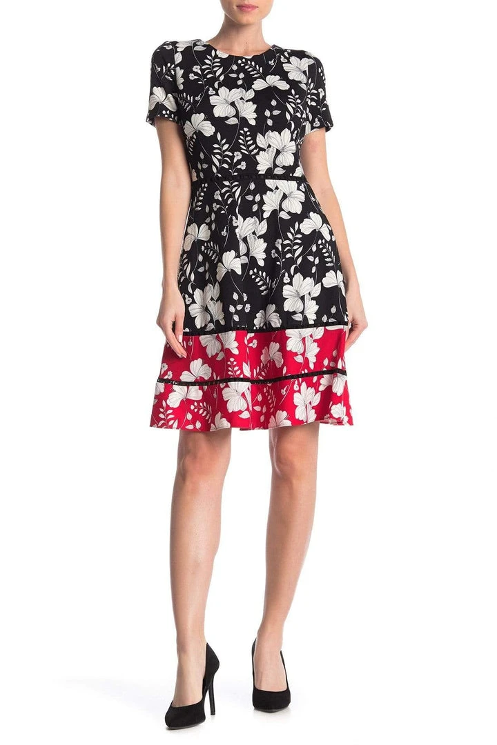 Taylor - 1204M Short Sleeves Floral Print Stretch Crepe Dress Cocktail Dresses 5 Taylor - 1204M Short Sleeves Floral Print Stretch Crepe Dress Cocktail Dresses