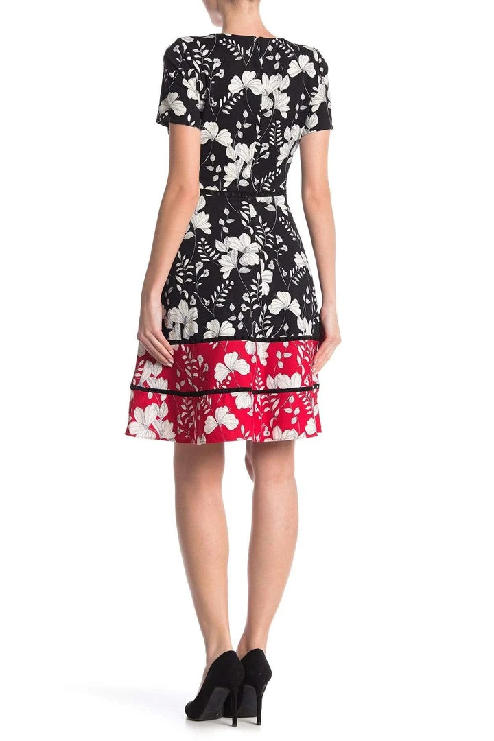 Taylor - 1204M Short Sleeves Floral Print Stretch Crepe Dress Cocktail Dresses 6 Taylor - 1204M Short Sleeves Floral Print Stretch Crepe Dress Cocktail Dresses
