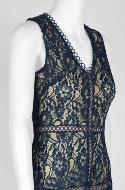 Cocktail Dresses Taylor - 1219M Sleeveless Floral Lace Handkerchief Hem Dress