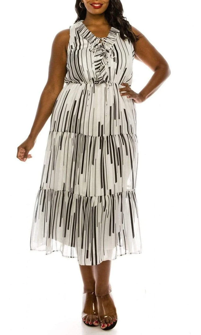 Taylor - 1521M Sleeveless Lace Up Bodice Print Dress 5 Taylor - 1521M Sleeveless Lace Up Bodice Print Dress