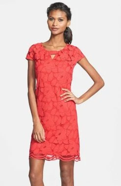 Taylor - 5448M Floral Lace Cutout Dress
