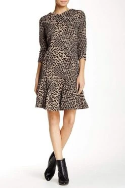 Taylor - 5641M Geometric Print Jacquard Dress Cocktail Dresses
