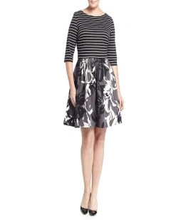 Taylor - 5730P Floral Scuba A-Line Dress Cocktail Dresses