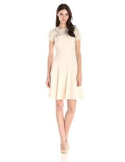 Cocktail Dresses Taylor - 7001M Short Sleeve Lace Flutter Dress