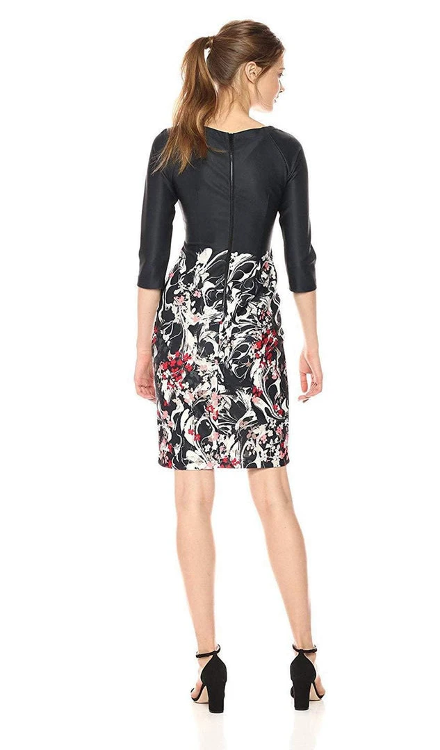 Taylor - 9344M Floral Print Bateau Scuba Sheath Dress Cocktail Dresses 4 Taylor - 9344M Floral Print Bateau Scuba Sheath Dress Cocktail Dresses