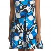 Taylor - 9612MJ Printed Jewel Neck Pleated A-line Dress Cocktail Dresses