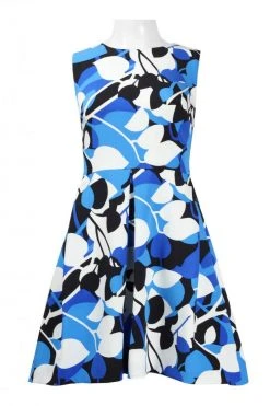 Taylor - 9612MJ Printed Jewel Neck Pleated A-line Dress Cocktail Dresses 10 Taylor - 9612MJ Printed Jewel Neck Pleated A-line Dress Cocktail Dresses