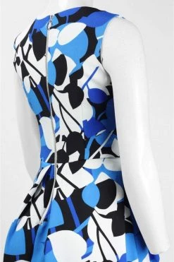 Taylor - 9612MJ Printed Jewel Neck Pleated A-line Dress Cocktail Dresses 11 Taylor - 9612MJ Printed Jewel Neck Pleated A-line Dress Cocktail Dresses