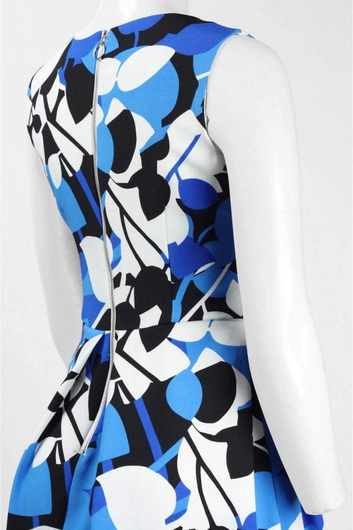 Taylor - 9612MJ Printed Jewel Neck Pleated A-line Dress Cocktail Dresses 7 Taylor - 9612MJ Printed Jewel Neck Pleated A-line Dress Cocktail Dresses