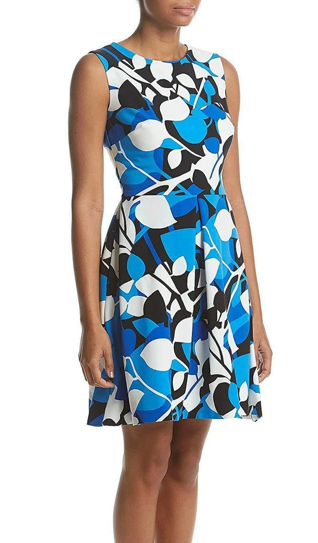 Taylor - 9612MJ Printed Jewel Neck Pleated A-line Dress Cocktail Dresses 5 Taylor - 9612MJ Printed Jewel Neck Pleated A-line Dress Cocktail Dresses