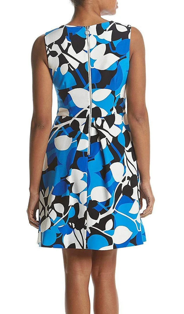 Taylor - 9612MJ Printed Jewel Neck Pleated A-line Dress Cocktail Dresses 4 Taylor - 9612MJ Printed Jewel Neck Pleated A-line Dress Cocktail Dresses