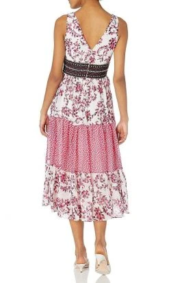 Taylor - 9713M Ruffle Trimmed Floral A-Line Dress Cocktail Dresses