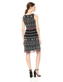 Cocktail Dresses Taylor - 9722M Sleeveless Piped Multi-Print A-Line Dress 8 Cocktail Dresses Taylor - 9722M Sleeveless Piped Multi-Print A-Line Dress