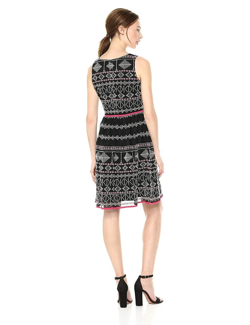 Cocktail Dresses Taylor - 9722M Sleeveless Piped Multi-Print A-Line Dress 4 Cocktail Dresses Taylor - 9722M Sleeveless Piped Multi-Print A-Line Dress