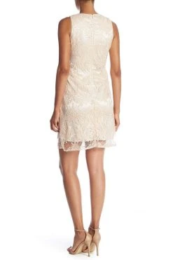 Cocktail Dresses Taylor - 9734M Sequined Mesh Short Sheath Dress