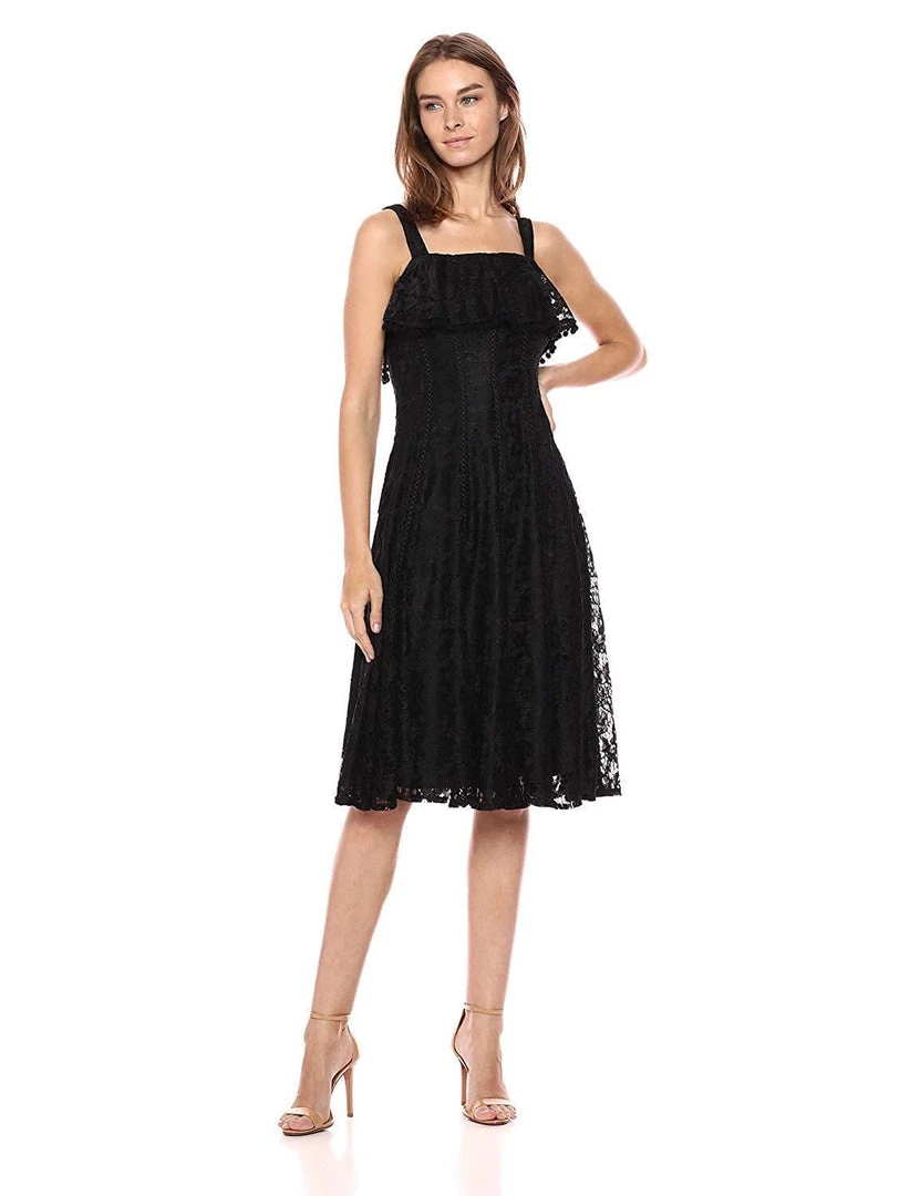 Taylor - 9737M Ruffled Panel Lace A-Line Dress Cocktail Dresses 3 Taylor - 9737M Ruffled Panel Lace A-Line Dress Cocktail Dresses