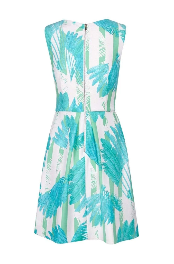 Taylor - 9766MJ Sleeveless Palm Print Pleated Dress 6 Taylor - 9766MJ Sleeveless Palm Print Pleated Dress