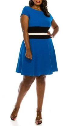 Taylor - 9775M Bateau Neckline Color Block Waist Jersey A-Line Dress Cocktail Dresses