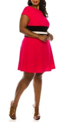 Taylor - 9775M Bateau Neckline Color Block Waist Jersey A-Line Dress Cocktail Dresses