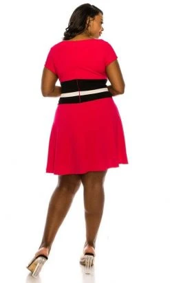 Taylor - 9775M Bateau Neckline Color Block Waist Jersey A-Line Dress Cocktail Dresses