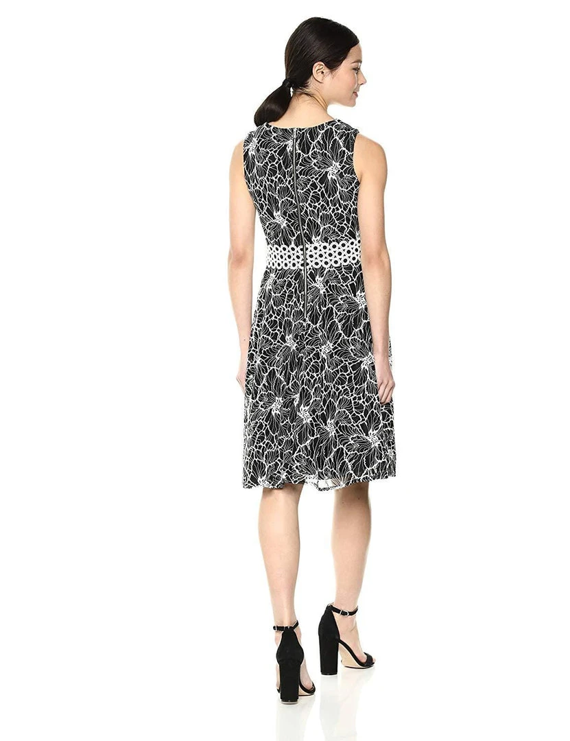 Taylor - 9777M Sleeveless Floral Print Lace Waist Dress 4 Taylor - 9777M Sleeveless Floral Print Lace Waist Dress