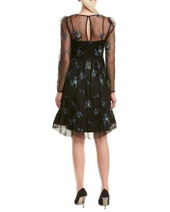 Cocktail Dresses Taylor - 9862M Knee Length Puff Sleeve Illusion Embroidered Dress