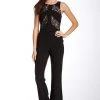 Taylor - Floral Lace Insert Crepe Flare Jumpsuit 5240M 1 Taylor - Floral Lace Insert Crepe Flare Jumpsuit 5240M
