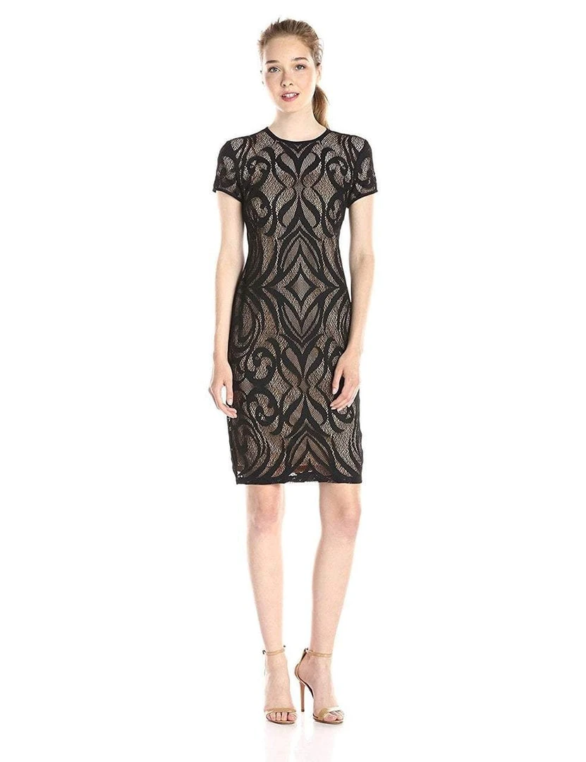 Taylor - Lace Jewel Neck Pencil Cut Dress 5677M 3 Taylor - Lace Jewel Neck Pencil Cut Dress 5677M