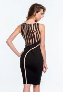 Cocktail Dresses Terani Couture - 151C0226A Ornate Striped Sheath Dress