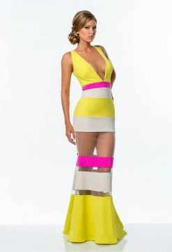 Terani Couture - 151P0070A Color Blocked Panel Gown